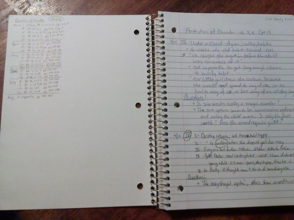 Schedule and my notes.